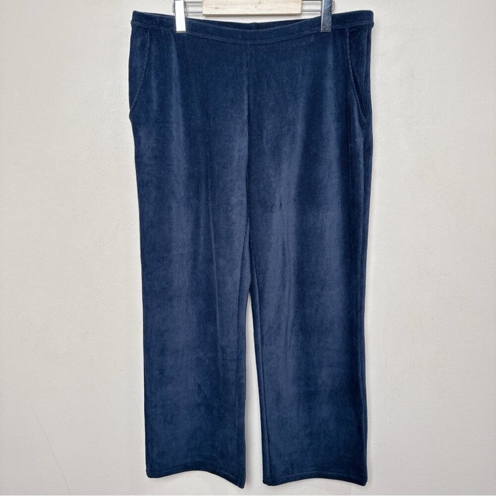 L.L.Bean Womens XL Petite Perfect Fit Knit Cords Straight-Leg Navy Color